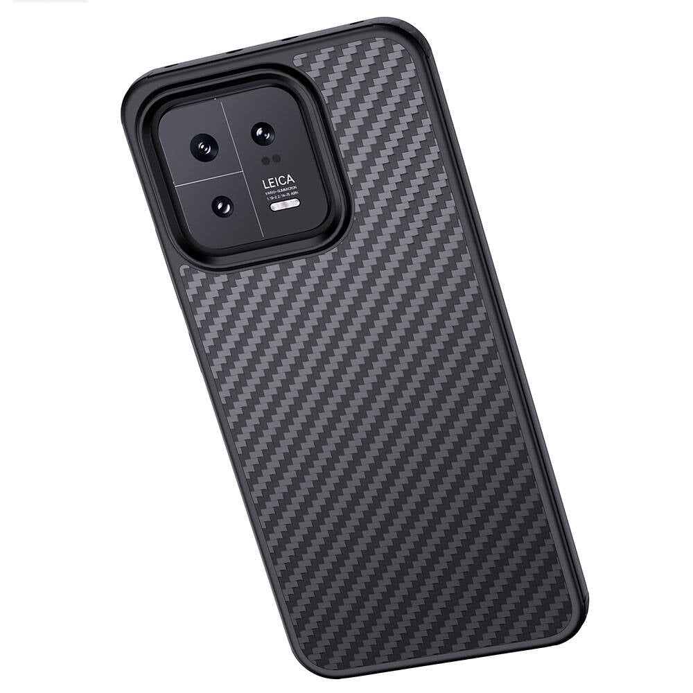 Xiaomi Mi 13 Kılıf Aramid Karbon Fiber M-safe Özellikli Wlons Radison Kapak Siyah