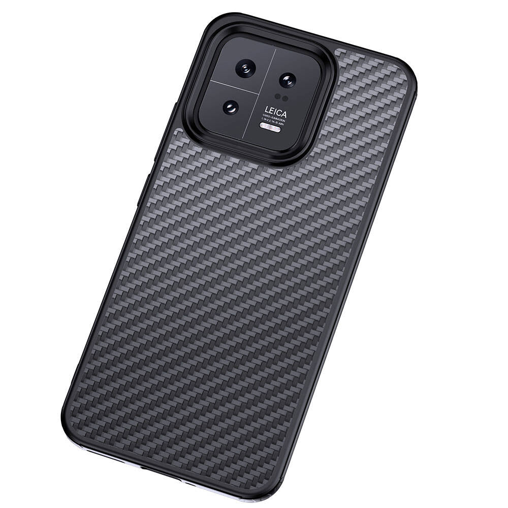 Xiaomi Mi 13 Pro Kılıf Aramid Karbon Fiber M-safe Özellikli Wlons Radison Kapak Siyah
