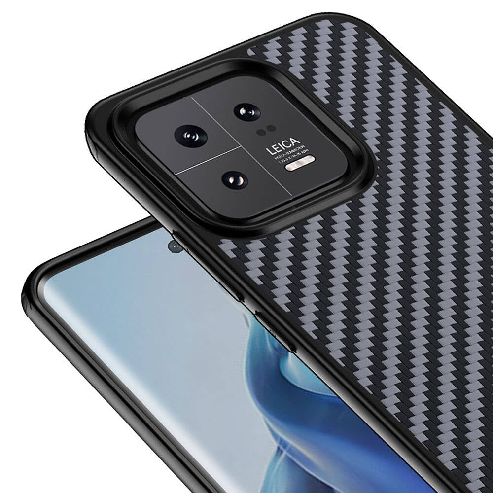 Xiaomi Mi 13 Pro Kılıf Aramid Karbon Fiber M-safe Özellikli Wlons Radison Kapak Siyah
