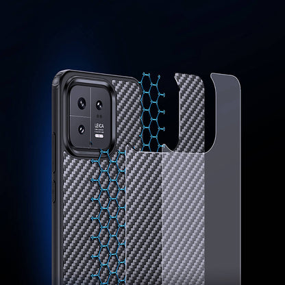 Xiaomi Mi 13 Pro Kılıf Aramid Karbon Fiber M-safe Özellikli Wlons Radison Kapak Siyah