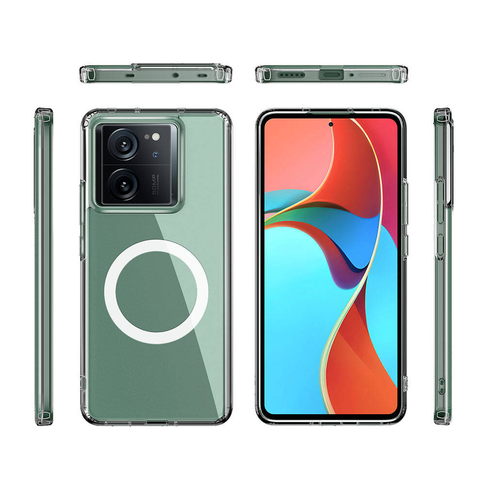 Xiaomi Mi 13T Kılıf Sert PC Arka Yüzey Wireless Şarj Özellikli Zore Flet M-safe Kapak Renksiz