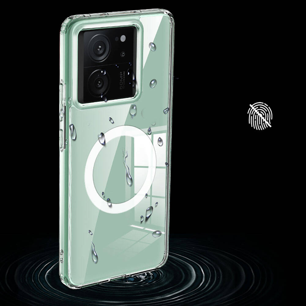 Xiaomi Mi 13T Pro Kılıf Sert PC Arka Yüzey Wireless Şarj Özellikli Zore Flet M-safe Kapak Renksiz