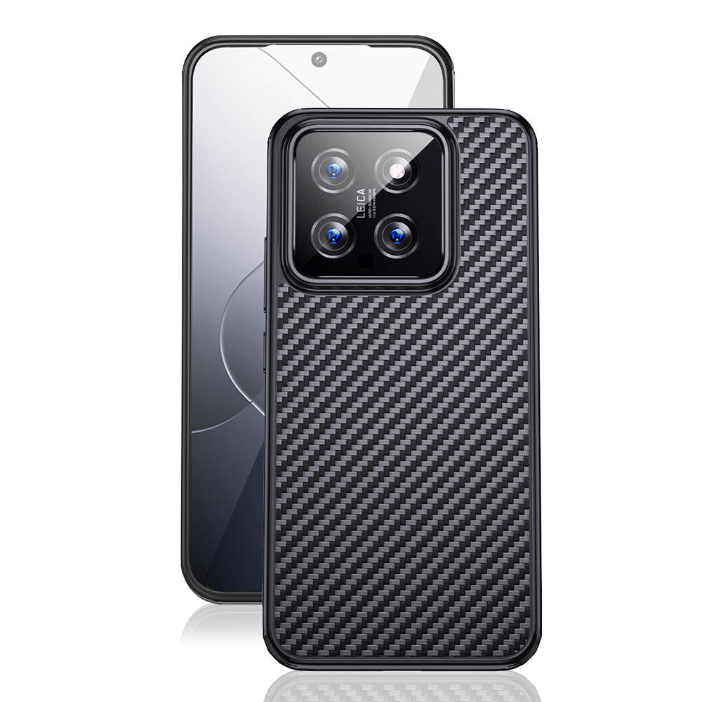 Xiaomi Mi 14 Kılıf Aramid Karbon Fiber M-safe Özellikli Wlons Radison Kapak Siyah