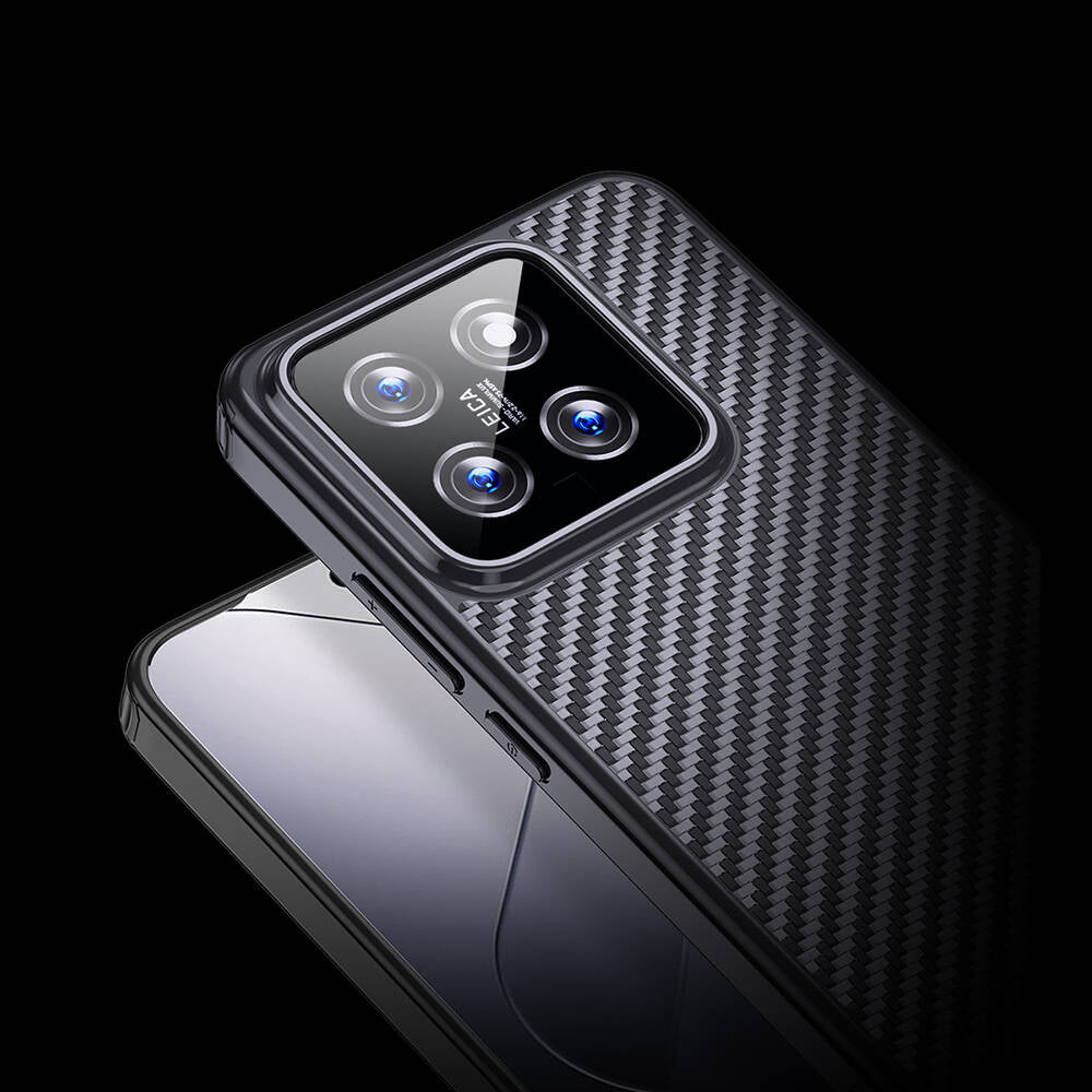 Xiaomi Mi 14 Kılıf Aramid Karbon Fiber M-safe Özellikli Wlons Radison Kapak Siyah