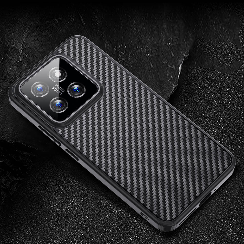 Xiaomi Mi 14 Kılıf Aramid Karbon Fiber M-safe Özellikli Wlons Radison Kapak Siyah