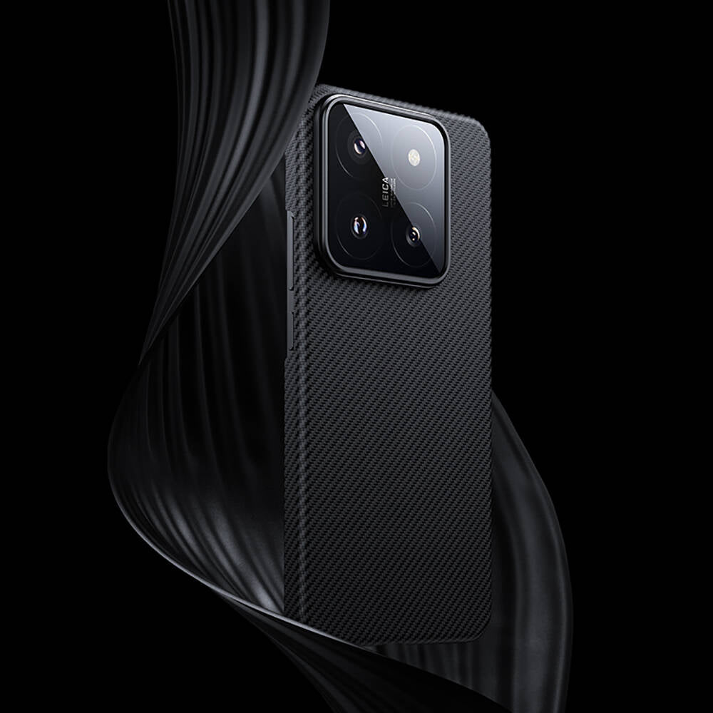 Xiaomi Mi 14 Kılıf M-safe Özellikli Karbon Fiber Benks Essential ArmorAir 600D Kevlar Kapak Siyah