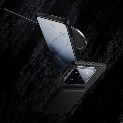 Xiaomi Mi 14 Kılıf M-safe Özellikli Karbon Fiber Benks Essential ArmorAir 600D Kevlar Kapak Siyah