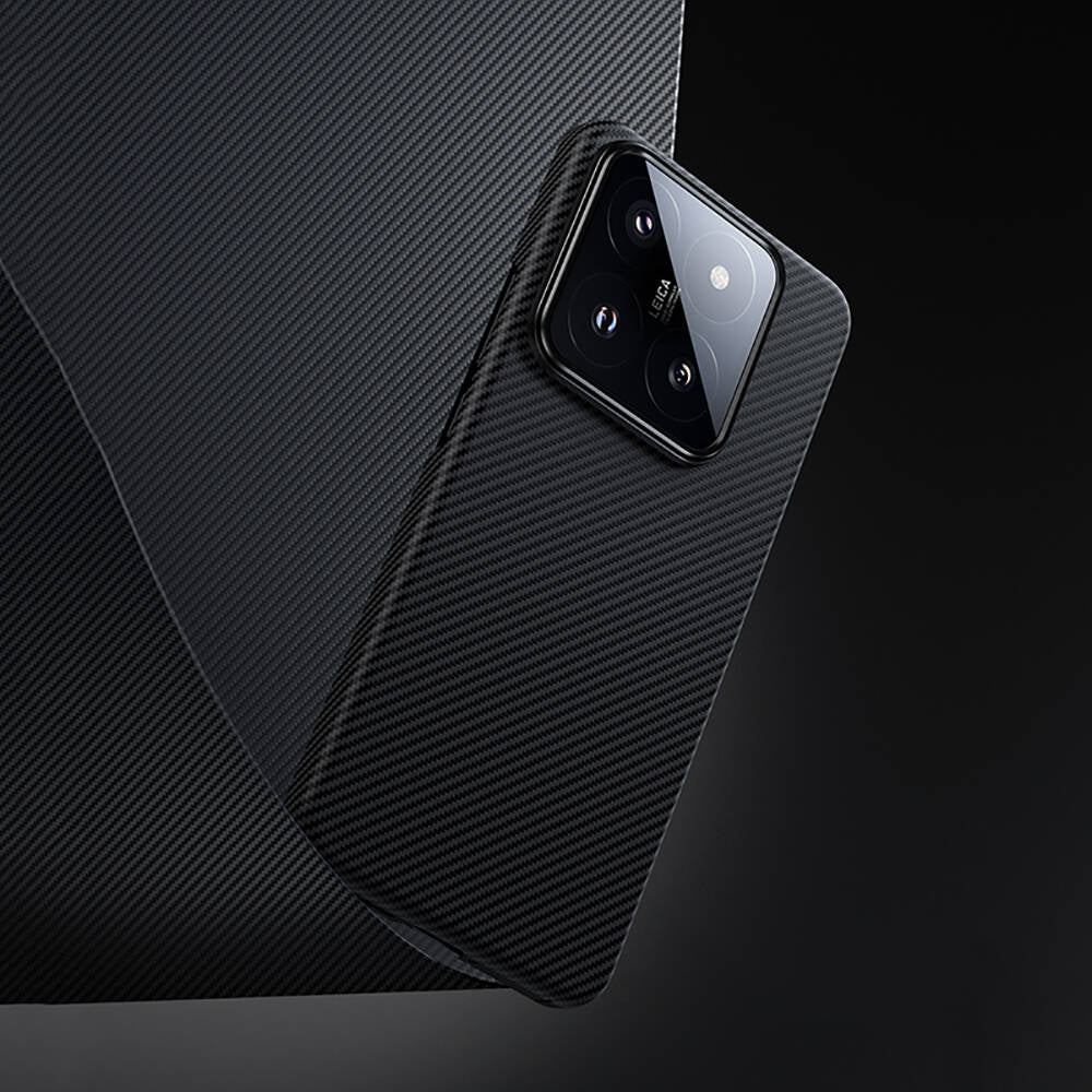 Xiaomi Mi 14 Kılıf M-safe Özellikli Karbon Fiber Benks Essential ArmorAir 600D Kevlar Kapak Siyah