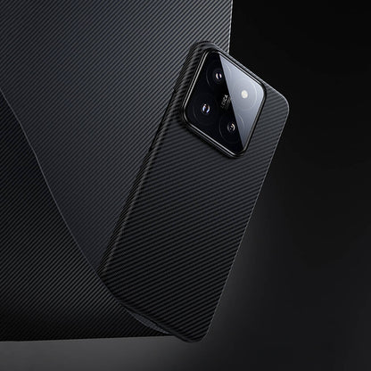 Xiaomi Mi 14 Kılıf M-safe Özellikli Karbon Fiber Benks Essential ArmorAir 600D Kevlar Kapak Siyah