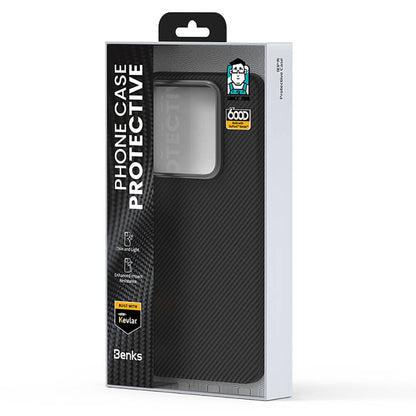 Xiaomi Mi 14 Kılıf M-safe Özellikli Karbon Fiber Benks Essential ArmorAir 600D Kevlar Kapak Siyah