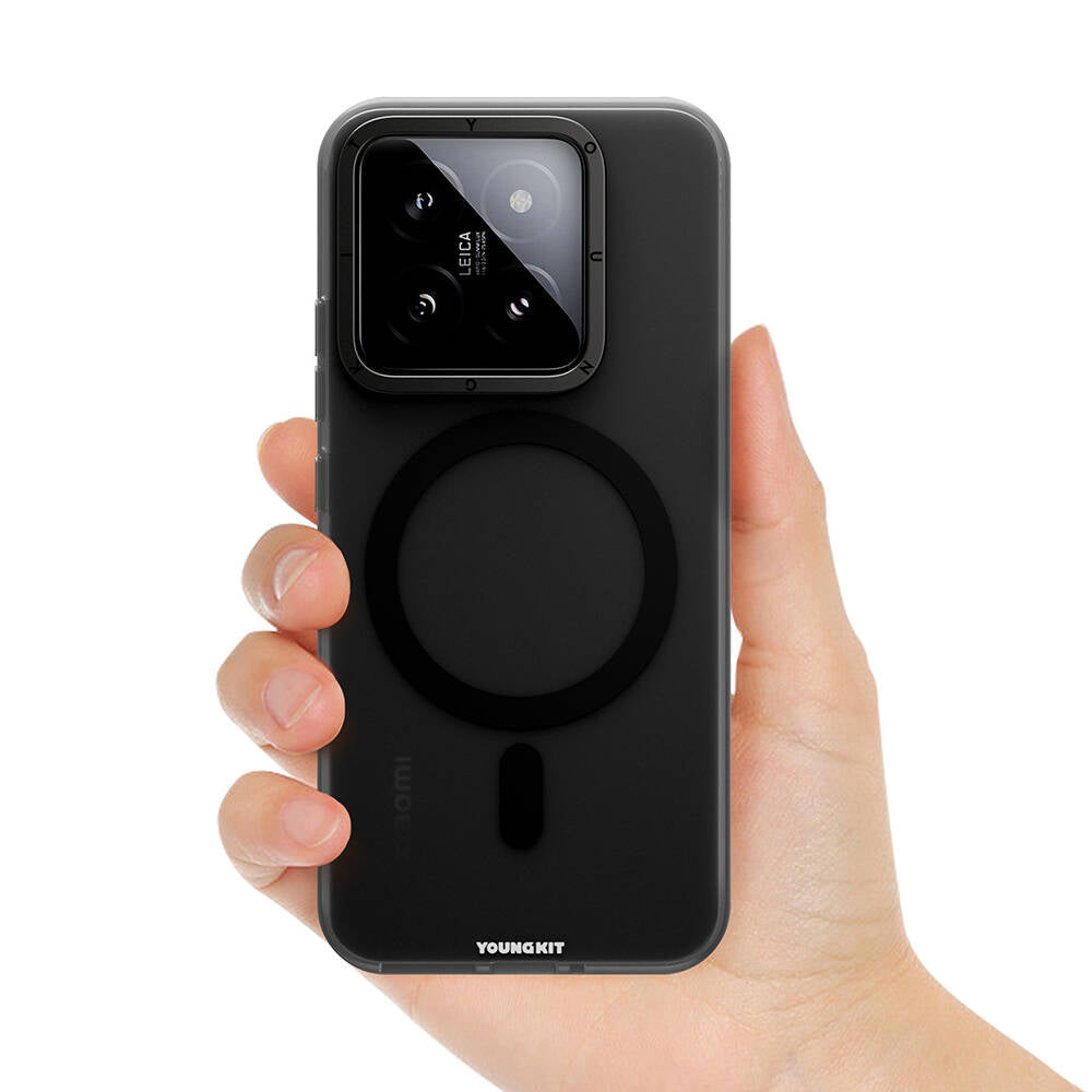 Xiaomi Mi 14 Kılıf M-safe Şarj Özellikli Youngkit Hidden Sand Serisi Kapak Siyah