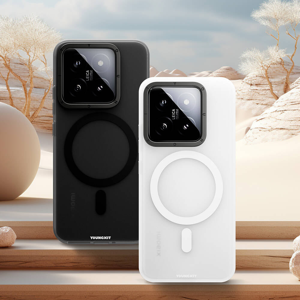Xiaomi Mi 14 Kılıf M-safe Şarj Özellikli Youngkit Hidden Sand Serisi Kapak Beyaz