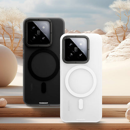 Xiaomi Mi 14 Kılıf M-safe Şarj Özellikli Youngkit Hidden Sand Serisi Kapak Beyaz