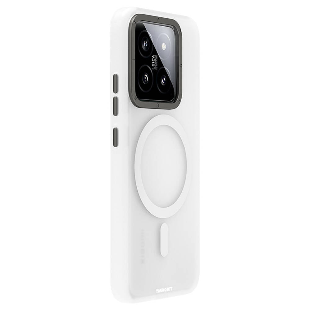 Xiaomi Mi 14 Kılıf M-safe Şarj Özellikli Youngkit Hidden Sand Serisi Kapak Beyaz