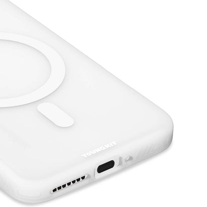 Xiaomi Mi 14 Kılıf M-safe Şarj Özellikli Youngkit Hidden Sand Serisi Kapak Beyaz