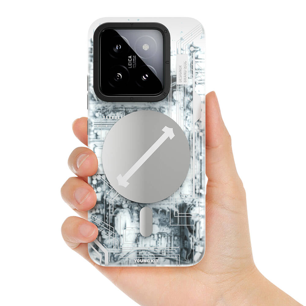 Xiaomi Mi 14 Kılıf M-safe Şarj Özellikli YoungKit Technology Serisi Kapak Siyah