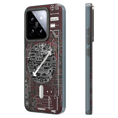 Xiaomi Mi 14 Kılıf M-safe Şarj Özellikli YoungKit Technology Serisi Kapak Kırmızı