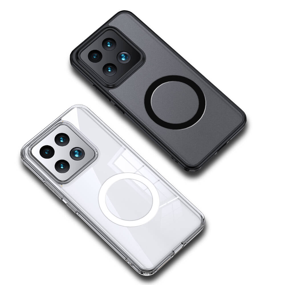 Xiaomi Mi 14 Kılıf Sert PC Arka Yüzey Wireless Şarj Özellikli Zore Flet M-safe Kapak Renksiz