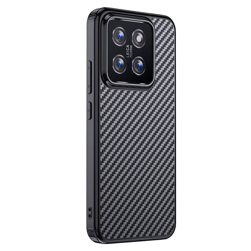 Xiaomi Mi 14 Pro Kılıf Aramid Karbon Fiber M-safe Özellikli Wlons Radison Kapak Siyah