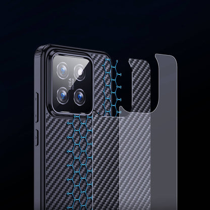 Xiaomi Mi 14 Pro Kılıf Aramid Karbon Fiber M-safe Özellikli Wlons Radison Kapak Siyah