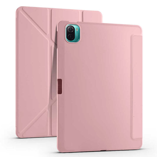 Xiaomi Mi Pad 5 Kılıf Zore Tri Folding Kalem Bölmeli Standlı Kılıf Rose Gold