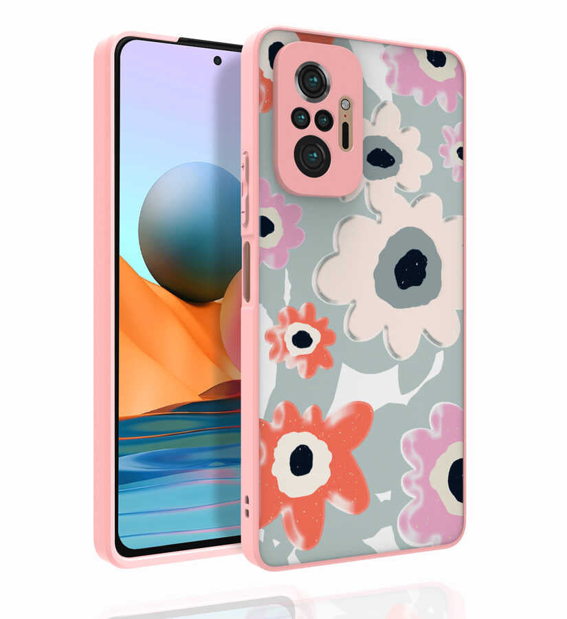 Xiaomi Redmi Note 10 Pro Kılıf Desenli Kamera Korumalı Parlak Zore Nora Kapak