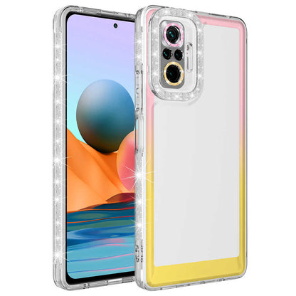 Xiaomi Redmi Note 10 Pro Kılıf Simli ve Renk Geçiş Tasarımlı Lens Korumalı Zore Park Kapak