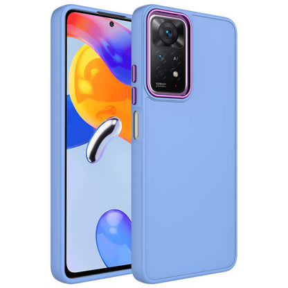 Xiaomi Redmi Note 11 Global Kılıf Metal Çerçeve ve Buton Tasarımlı Silikon Zore Luna Kapak