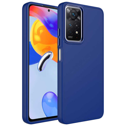 Xiaomi Redmi Note 11 Global Kılıf Metal Çerçeve ve Buton Tasarımlı Silikon Zore Luna Kapak