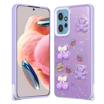 Xiaomi Redmi Note 12 4G Kılıf Parlayan Simli Kabartma Figürlü Zore Cevze Kapak
