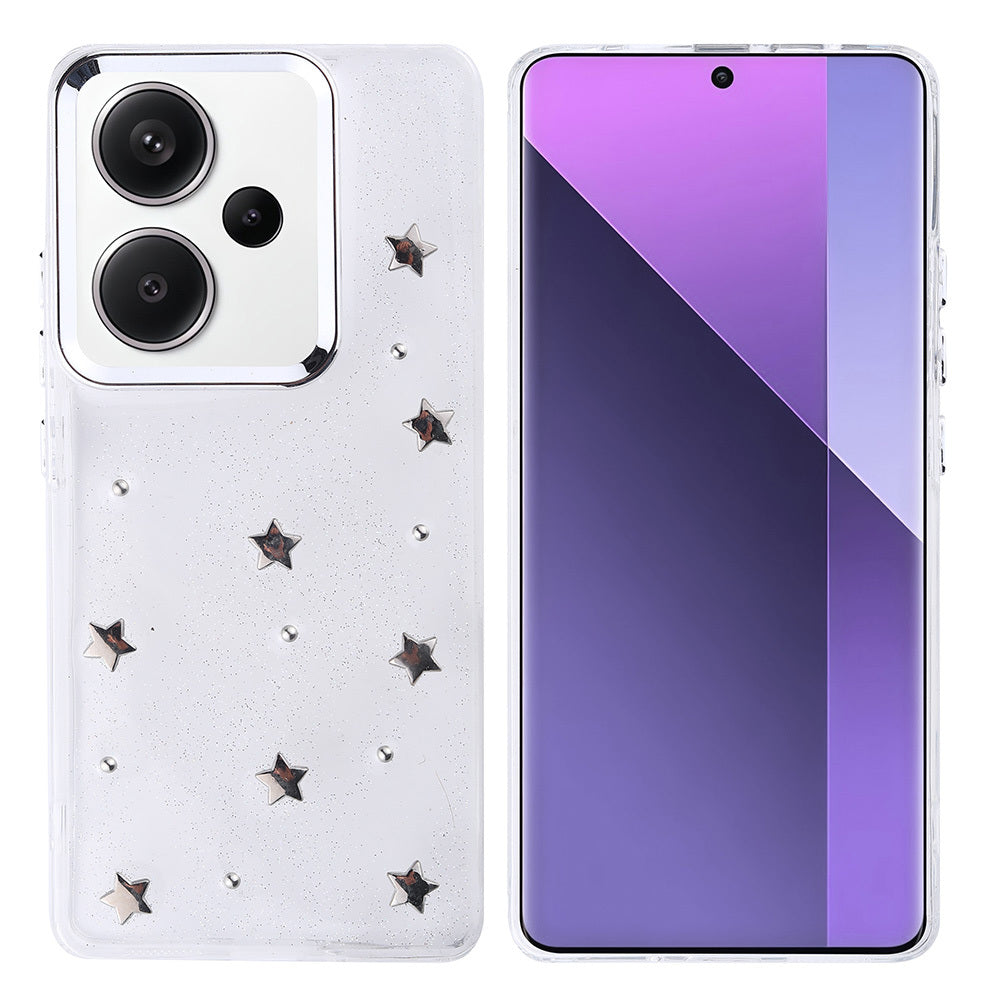 Xiaomi Redmi Note 13 Pro Plus 5G Kılıf Airbag Tasarımlı Simli Şeffaf Zore Kutup Kapak