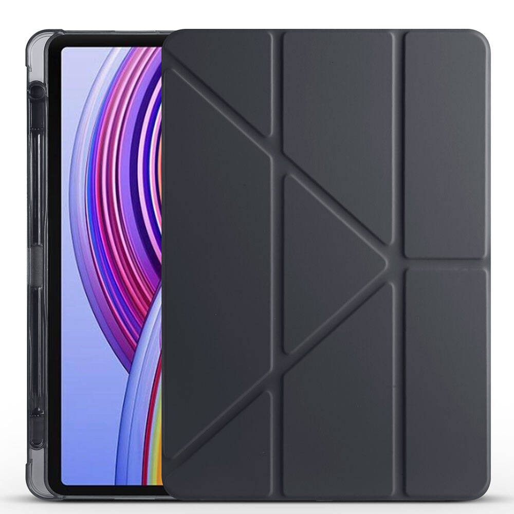 Xiaomi Redmi Pad Pro Kılıf Zore Tri Folding Kalem Bölmeli Standlı Kılıf Kırmızı