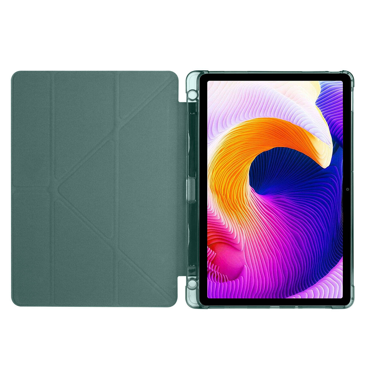 Xiaomi Redmi Pad SE Kılıf Zore Tri Folding Kalem Bölmeli Standlı Kılıf Mavi
