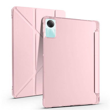 Xiaomi Redmi Pad SE Kılıf Zore Tri Folding Kalem Bölmeli Standlı Kılıf Rose Gold
