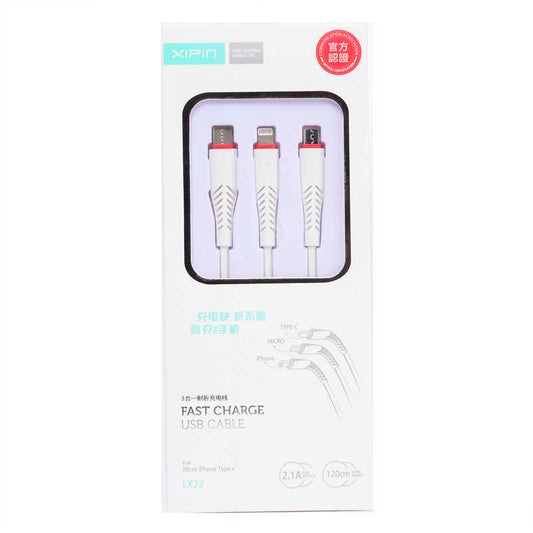 Xipin LX22 3 in 1 Usb Kablo Beyaz
