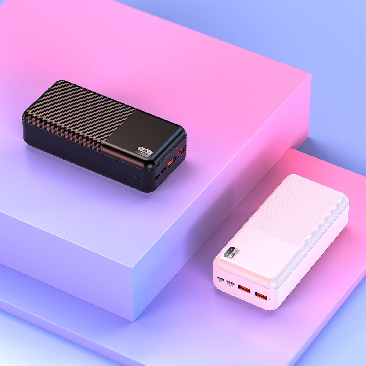 Xipin PX723 Hızlı Şarj Özellikli LED Işık Göstergeli Dual USB Taşınabilir Powerbank 30000mAh Beyaz