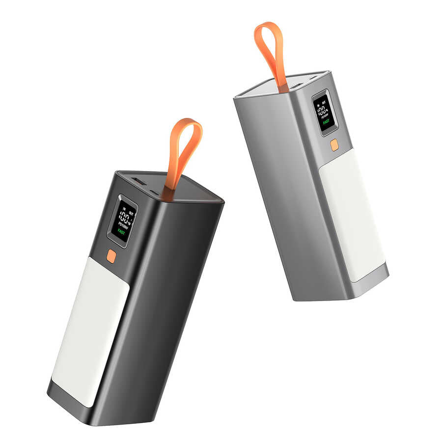 Xipin T133L Işıklı PD 100W Hızlı Şarj Özellikli 40000 Mah Powerbank Gri