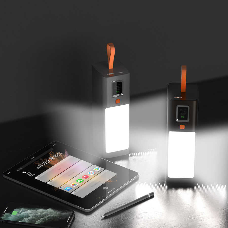 Xipin T133L Işıklı PD 100W Hızlı Şarj Özellikli 40000 Mah Powerbank Gri