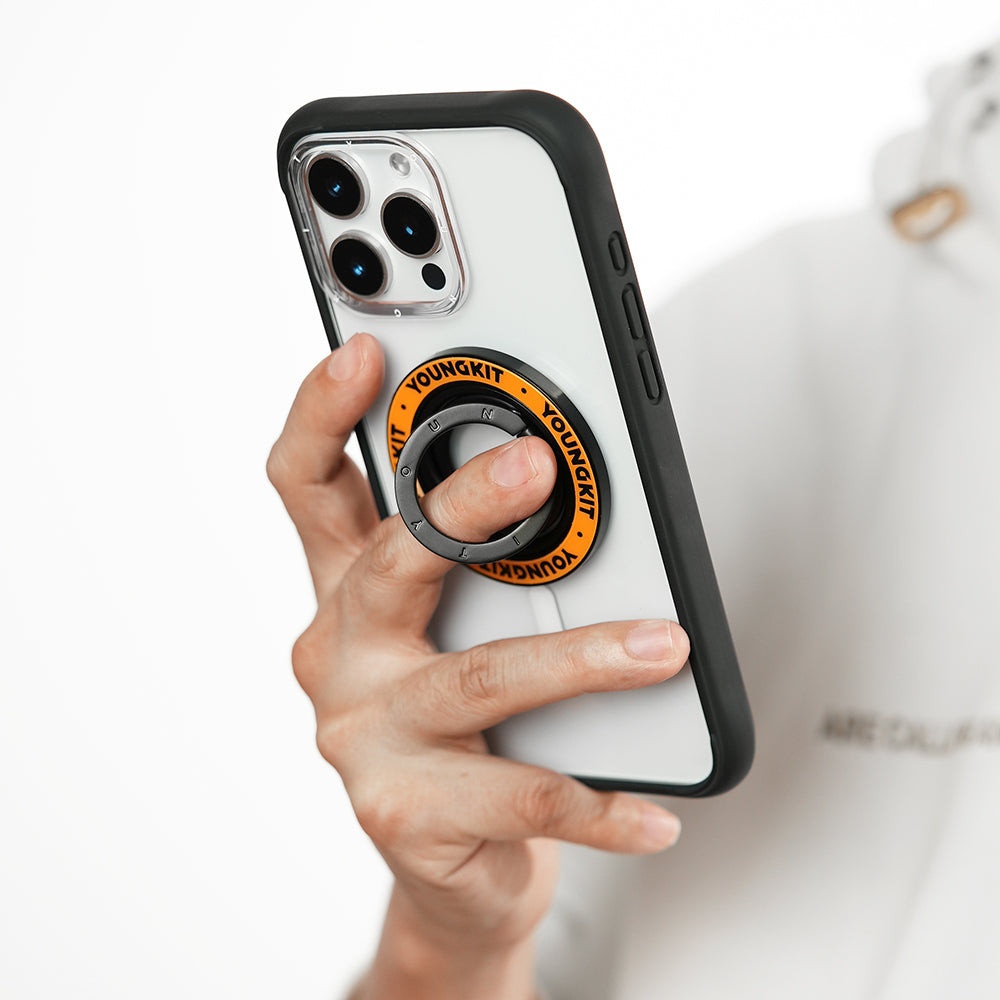 Youngkit Magnetik 360 Derece Dönebilen Double Ring Serisi Parmak Ring Stand Turuncu
