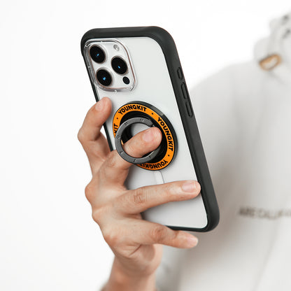 Youngkit Magnetik 360 Derece Dönebilen Double Ring Serisi Parmak Ring Stand Siyah