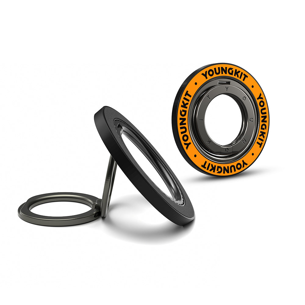 Youngkit Magnetik 360 Derece Dönebilen Double Ring Serisi Parmak Ring Stand Turuncu