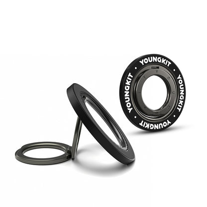 Youngkit Magnetik 360 Derece Dönebilen Double Ring Serisi Parmak Ring Stand Siyah