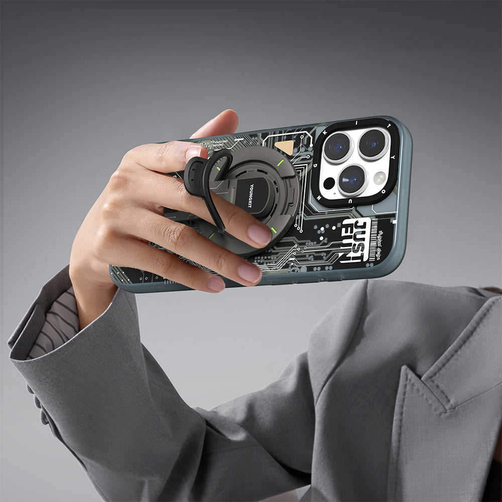 Youngkit Technology Serisi Telefon ve Tabletler için Magnetik Ring Stand Siyah