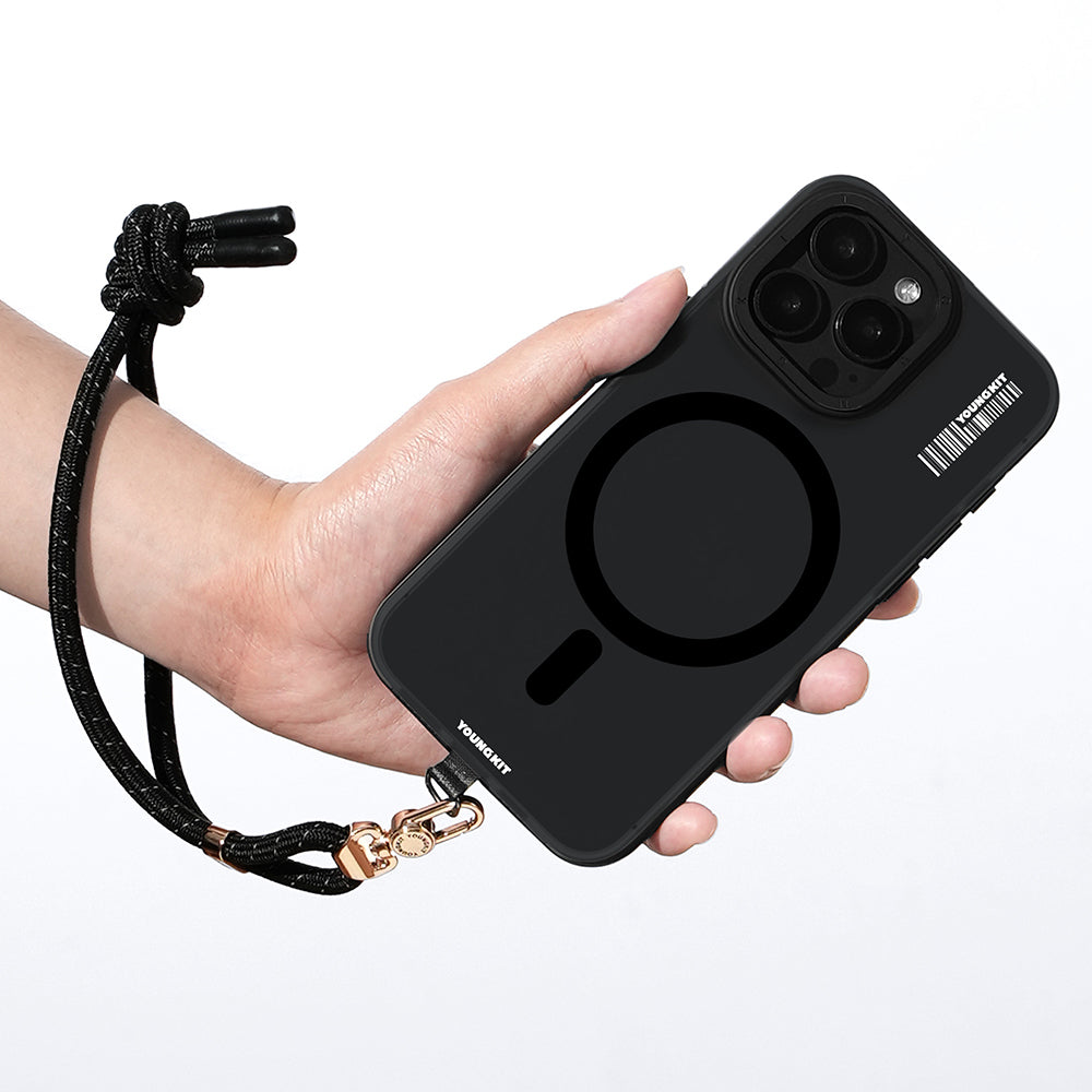 Youngkit YQ002 Yansıtıcı Şerit Desenli Cep Telefonu Bilek Askı İpi Siyah