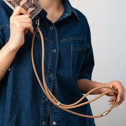 Youngkit YQ002 Yansıtıcı Şerit Desenli Cep Telefonu Boyun Askı İpi Kahverengi